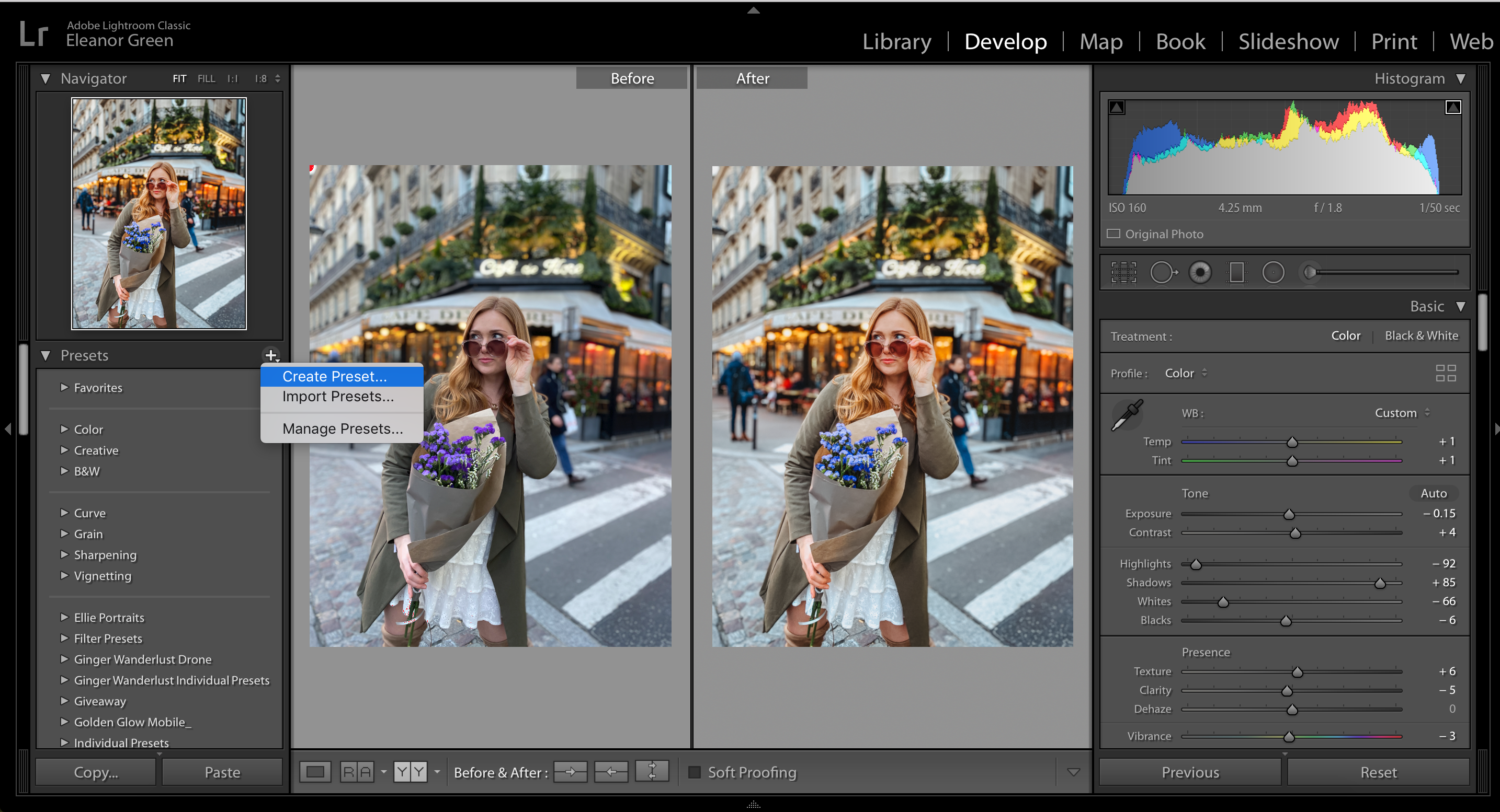 add presets to capture one