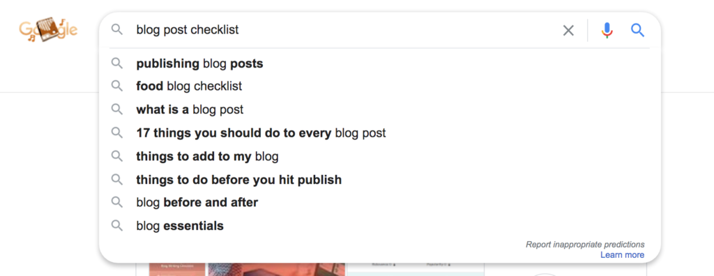 blog post checklist keyword variations