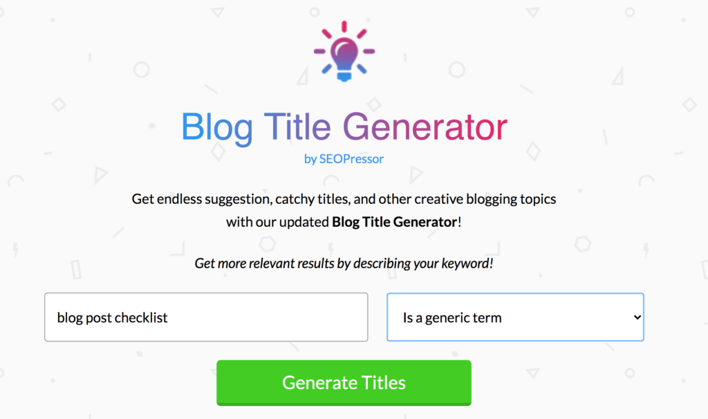 blog post checklist title generator