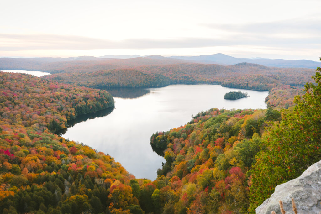 Top things to do in Stowe Vermont in fall - sunset at Nichols ledge